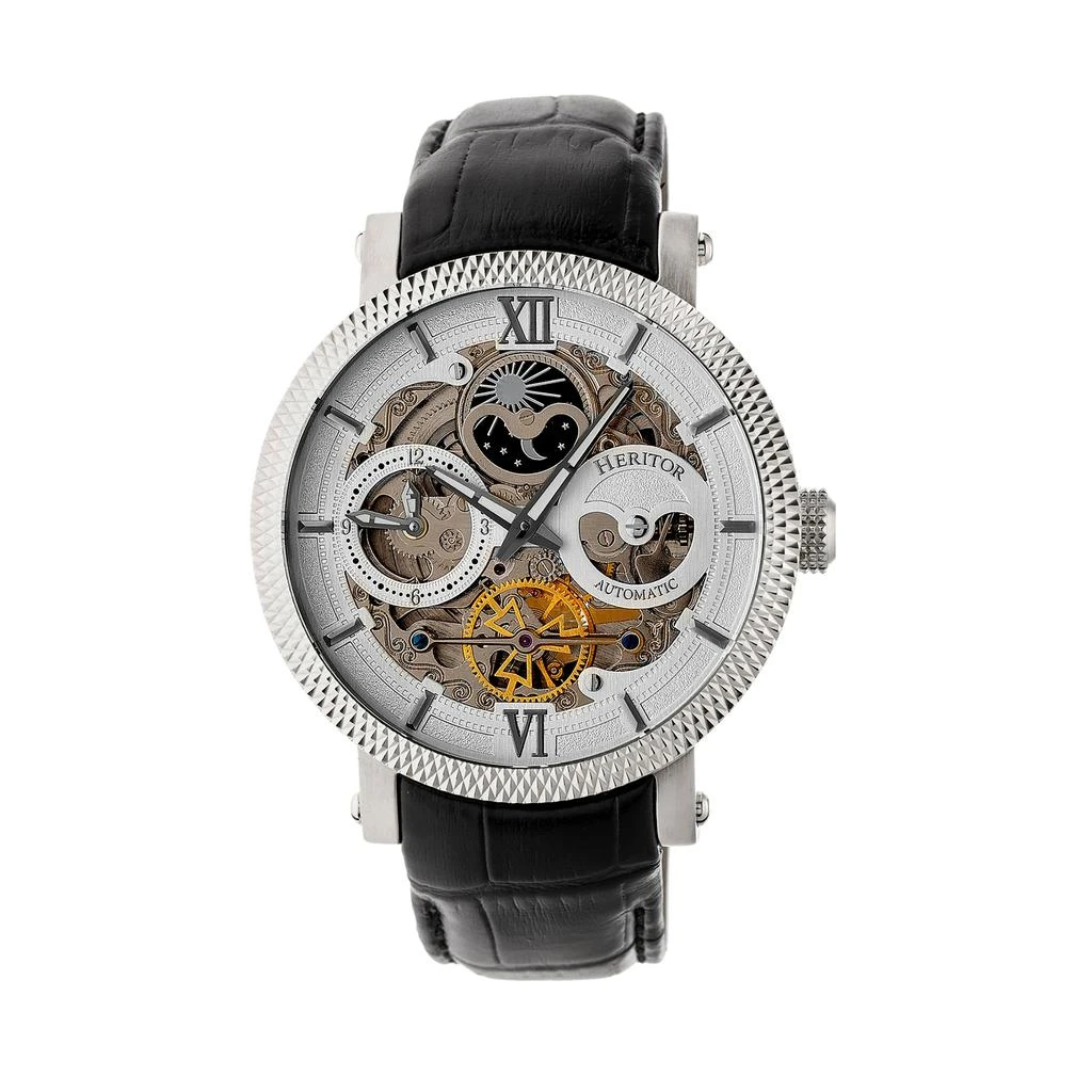 Heritor Automatic Aries Skeleton Leather-Band Watch 5