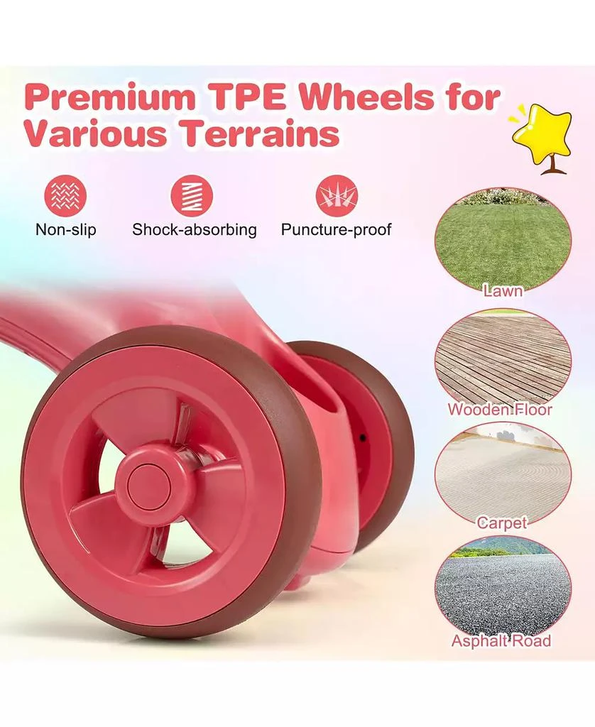 Mecale Toddler Tricycle with Limited Steering with Front Baskets and Bell-Pink 4