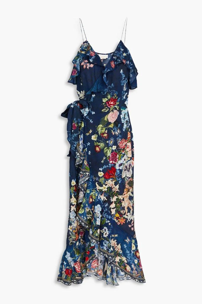 Camilla Embellished ruffled floral-print silk crepe de chine maxi dress 1