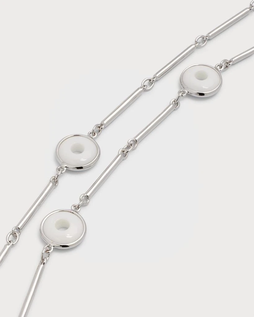 Sanalitro 18K White Gold Universe Necklace with White Agate Rounds 3