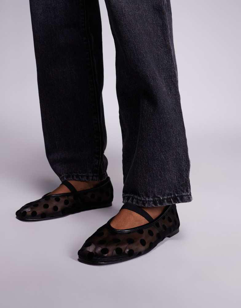 Public Desire Public Desire Lullaby polka dot ballet flats in black mesh