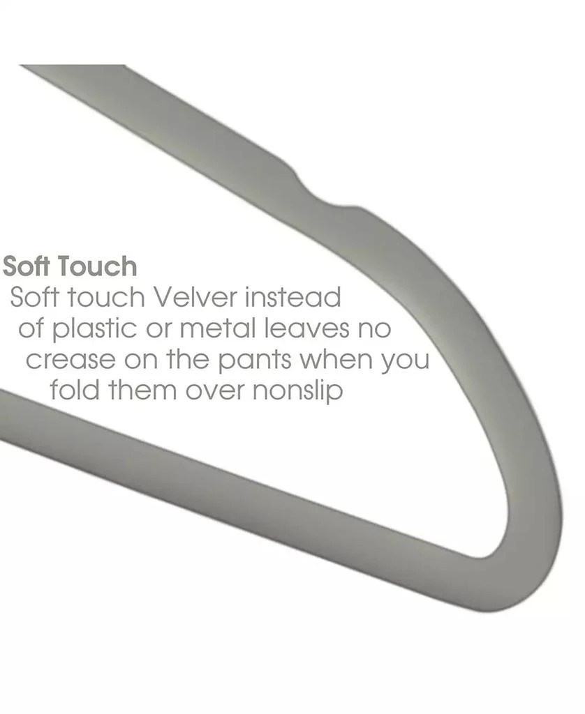 Elama Home 100 Piece Velvet Slim Profile Heavy Duty Felt Hangers with Stainless Steel Swivel Hooks in Pink 5