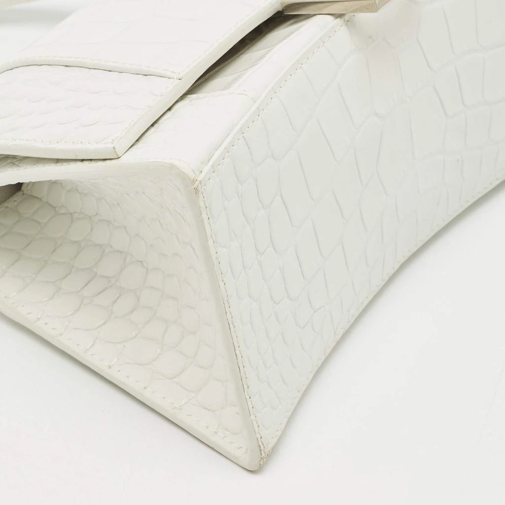 Balenciaga Balenciaga White Croc Embossed Leather Small Hourglass Top Handle Bag 13