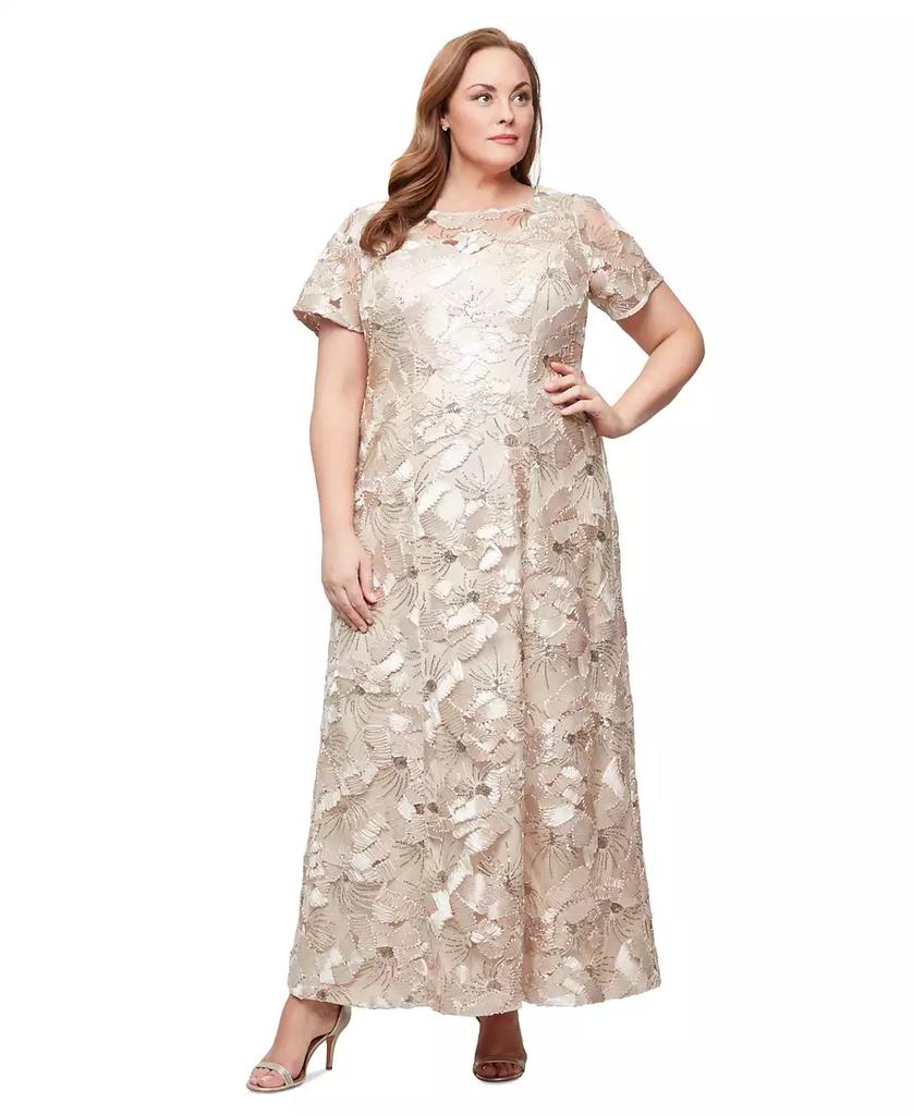 Alex Evenings Plus Size Sequinned Soutache Evening Gown
