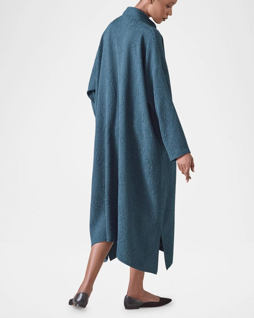 Eskandar Damask Cloque Wide A-Line Double-Stand Collar Shirtdress 3