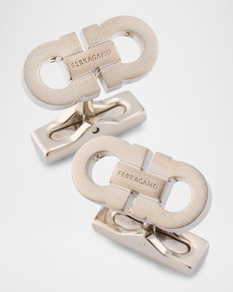 Salvatore Ferragamo Men's Brushed Gancini Logo Cufflinks