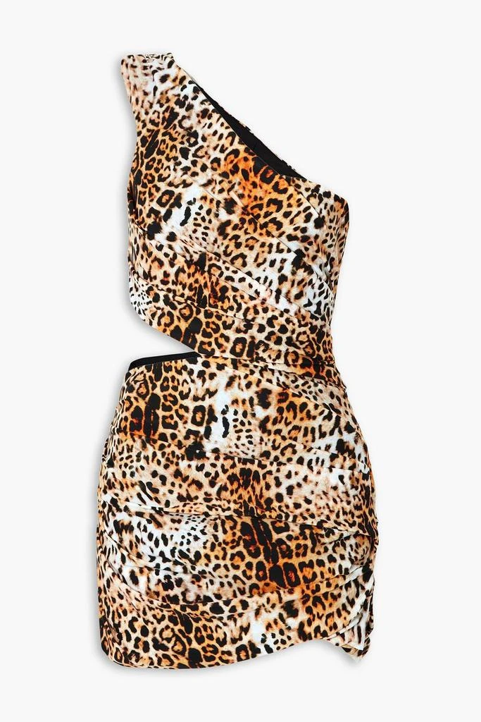 Halpern One-shoulder cutout leopard-print stretch-jersey mini dress 1