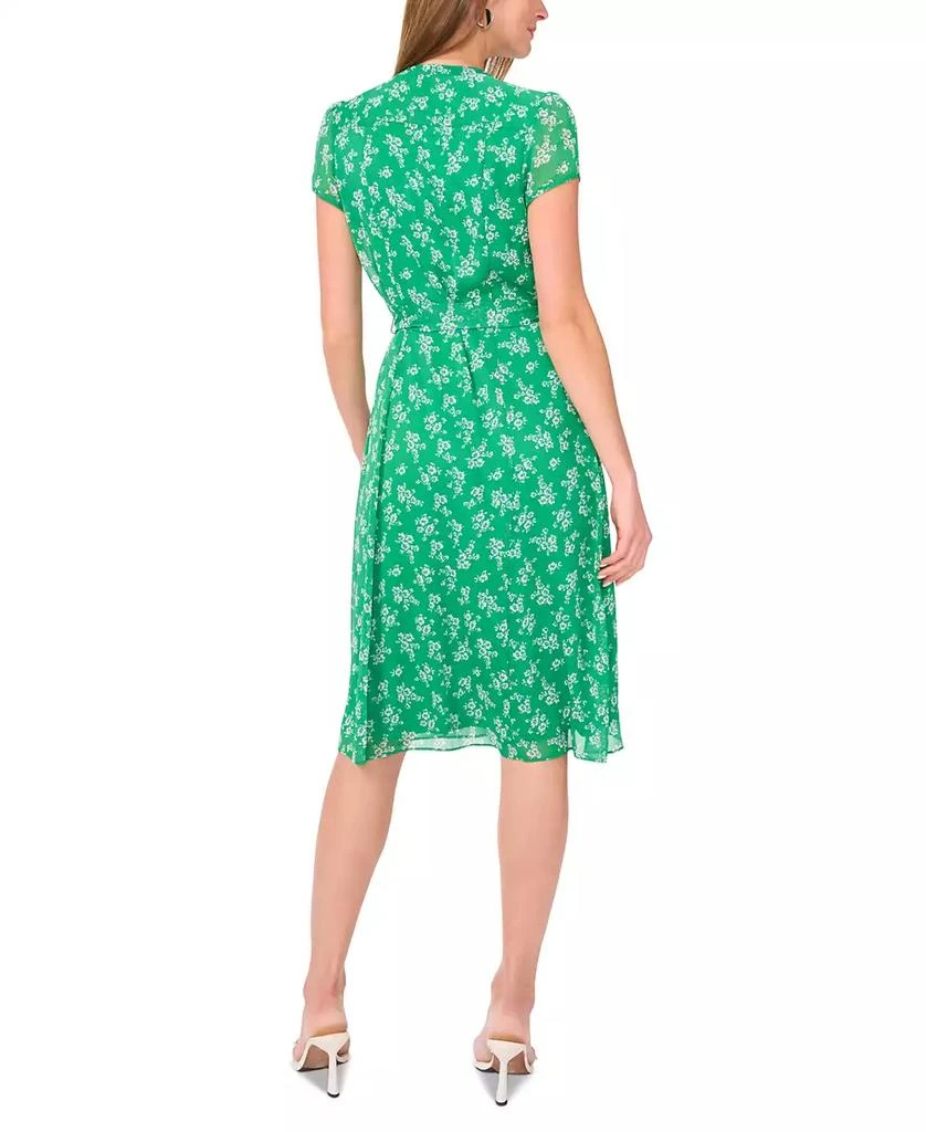 MSK Petite Printed Split-Neck Tie-Waist Short-Sleeve Dress 5