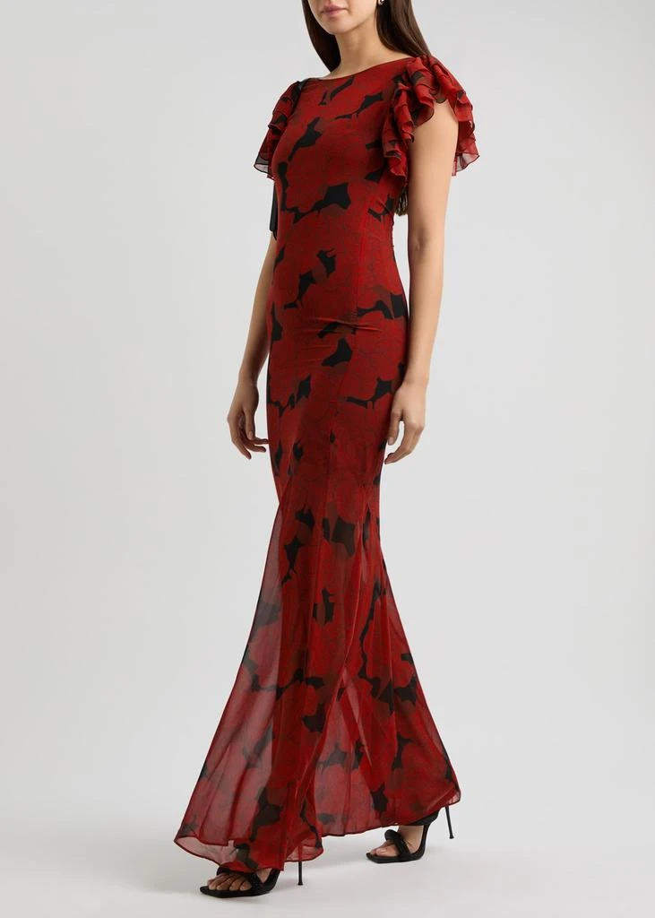 DE LA VALI Bougainvillea printed chiffon maxi dress 4