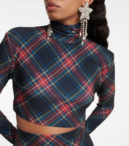 Norma Kamali Checked jersey top 4