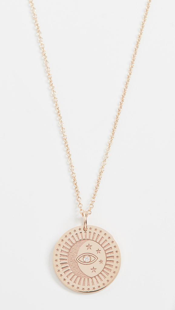 Zoe Chicco 14k Gold Small Celestial Protection Medallion Necklace