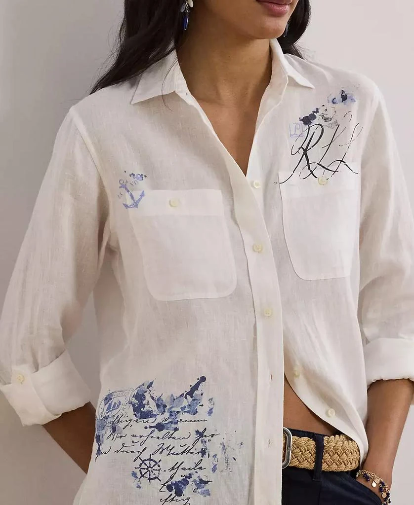 Ralph Lauren Petite Relaxed-Fit Print Roll-Tab Sleeve Shirt 3