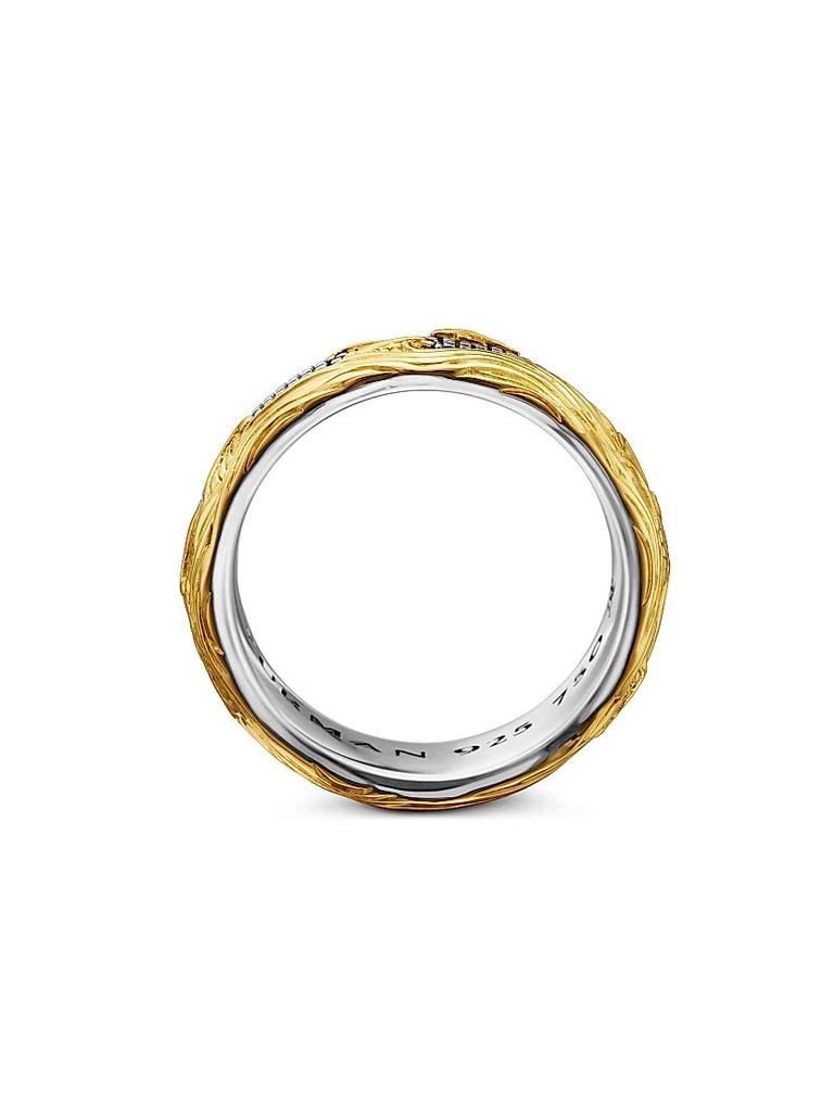 David Yurman Waves Band Ring with 18K Yellow Gold and Sterling Silver 6
