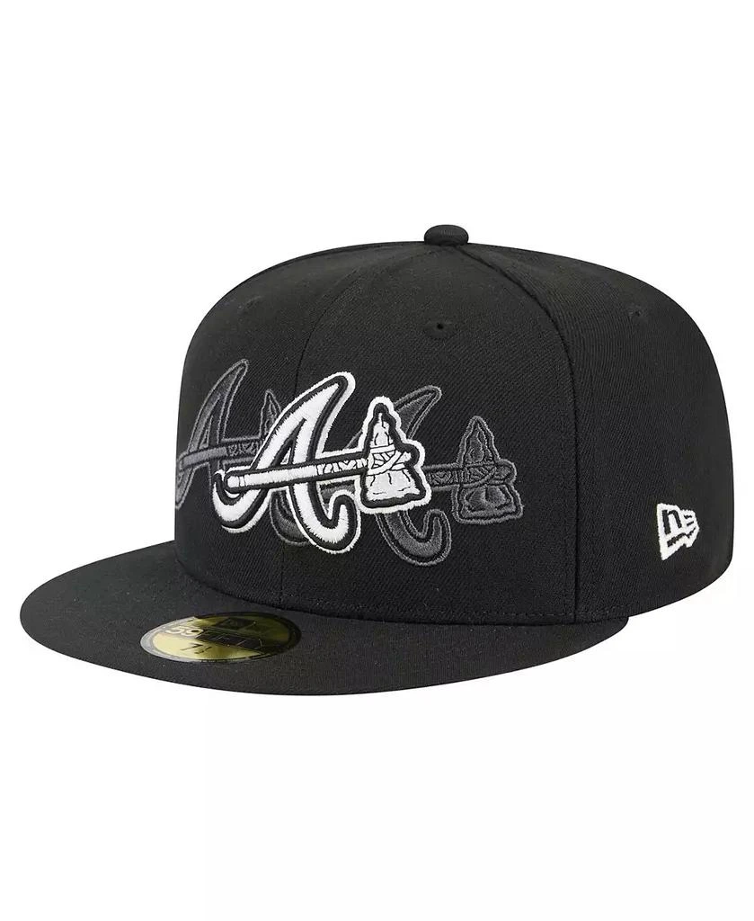 New Era Men
s Black Atlanta Braves Tri-Hit 59FIFTY Fitted Hat 1
