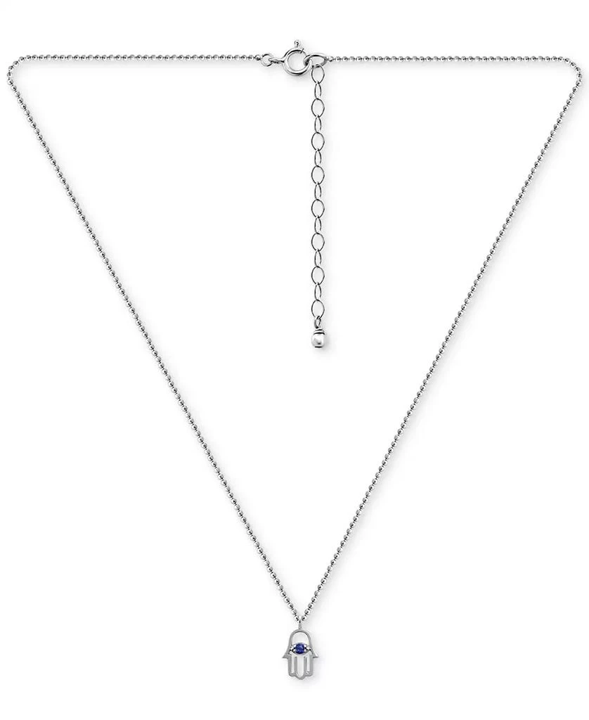 Giani Bernini Lab-Grown Sapphire Hamsa Hand Pendant Necklace (3/8 ct. t.w.) in 18k Gold-Plated Sterling Silver, 16" + 2" extender, Created for Macy's 3