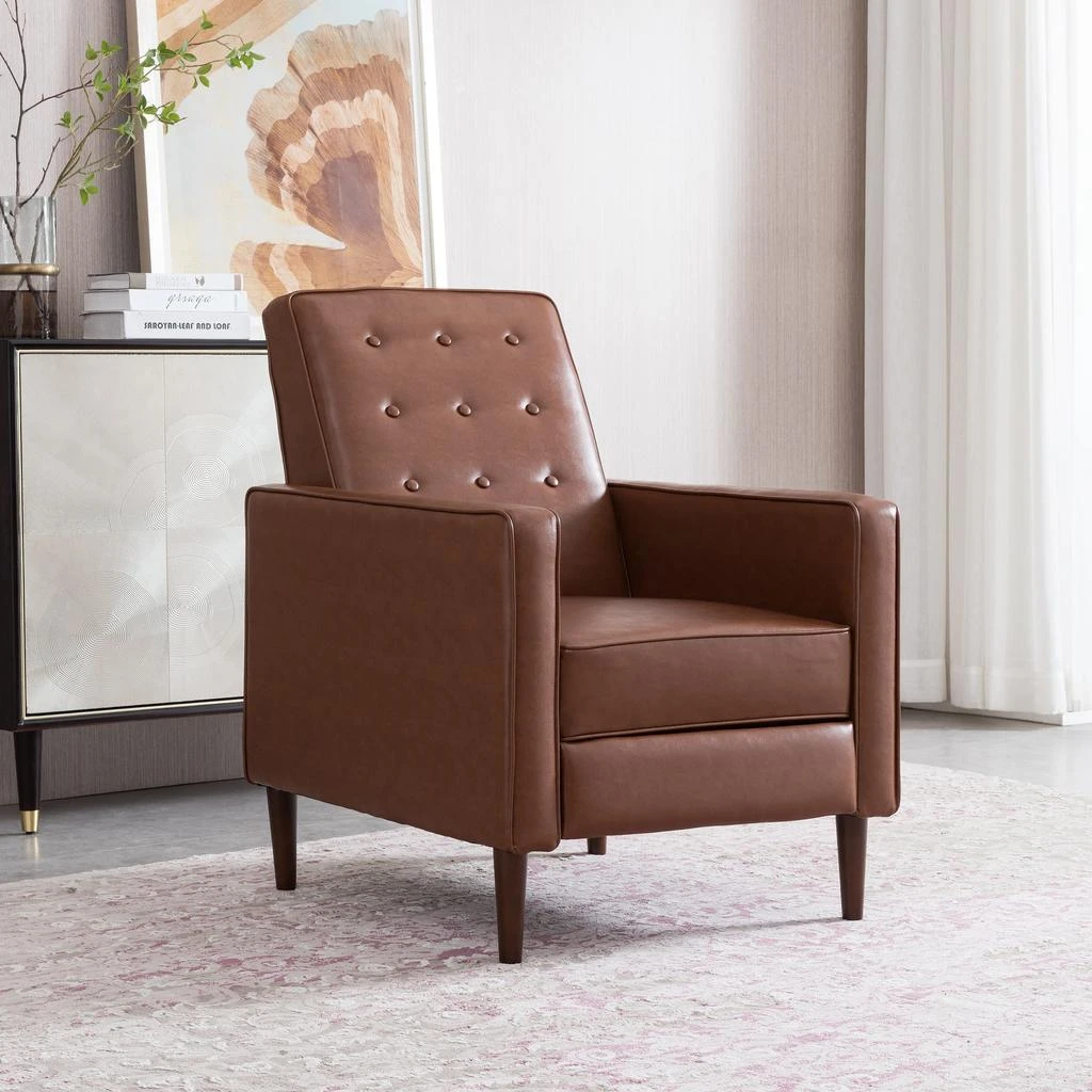 Streamdale Furniture Streamdale Mid-Century Modern Recliner with Button-Tufted Waffle Stitch Upholstery 1