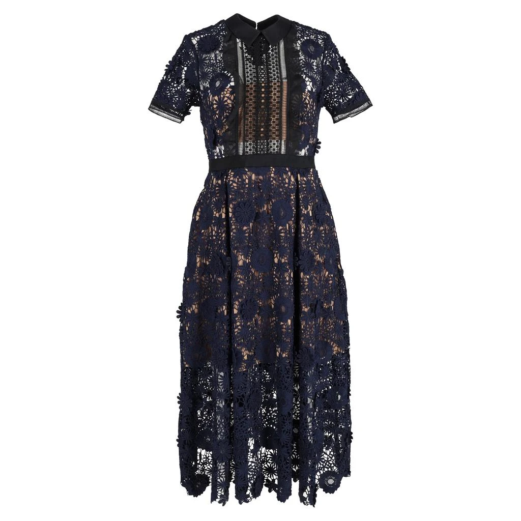 Camilla Chiffon Midi Dress in Navy Blue Polyester  On Sale Now with Up to  65% Off | Discover Exclusive Deals & Savings at BeyondStyle  Authentic Self  Portrait women|clothing|dresses with Limited-Time