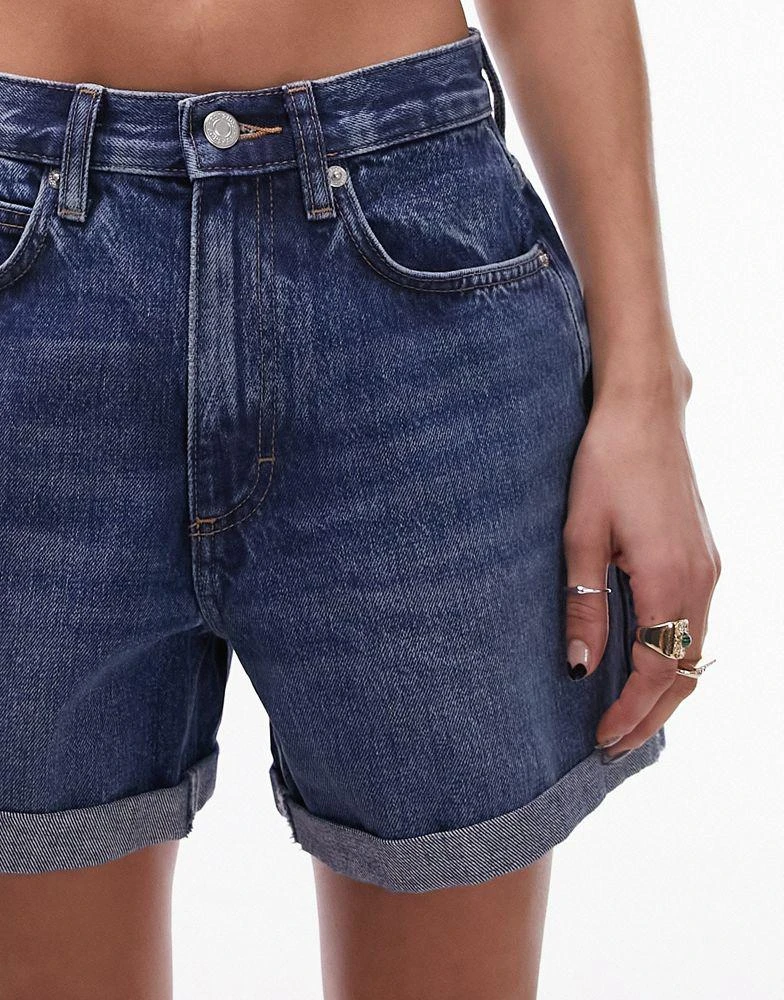 Topshop Topshop denim roll hem short in rich blue 4