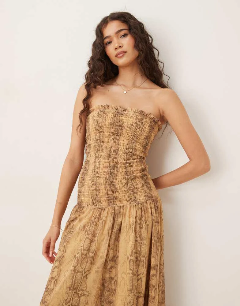 white christmas dresses Tan Snakeskin Upf50+ V-Neck Dress - Tan/Black - Size L main image 1