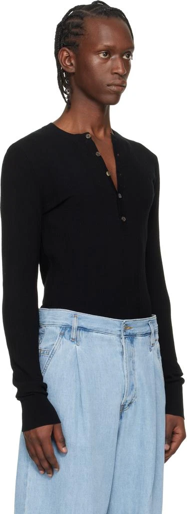 Dries Van Noten Black Rib-Knit Henley 2