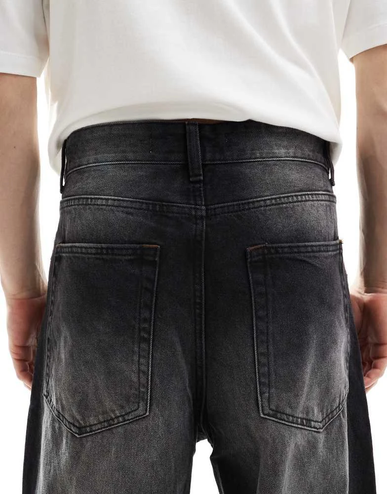 Bershka Bershka super baggy fit jeans in black 4