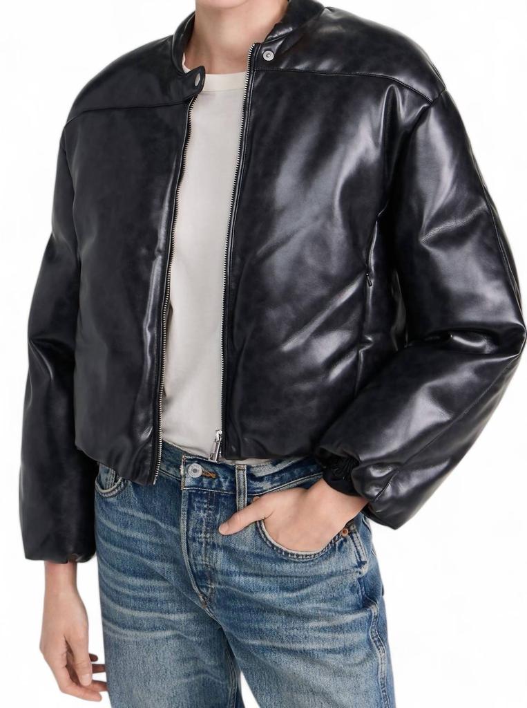 Apparis Apparis - Faux Leather Gigi Padded Cropped Bomber Jacket