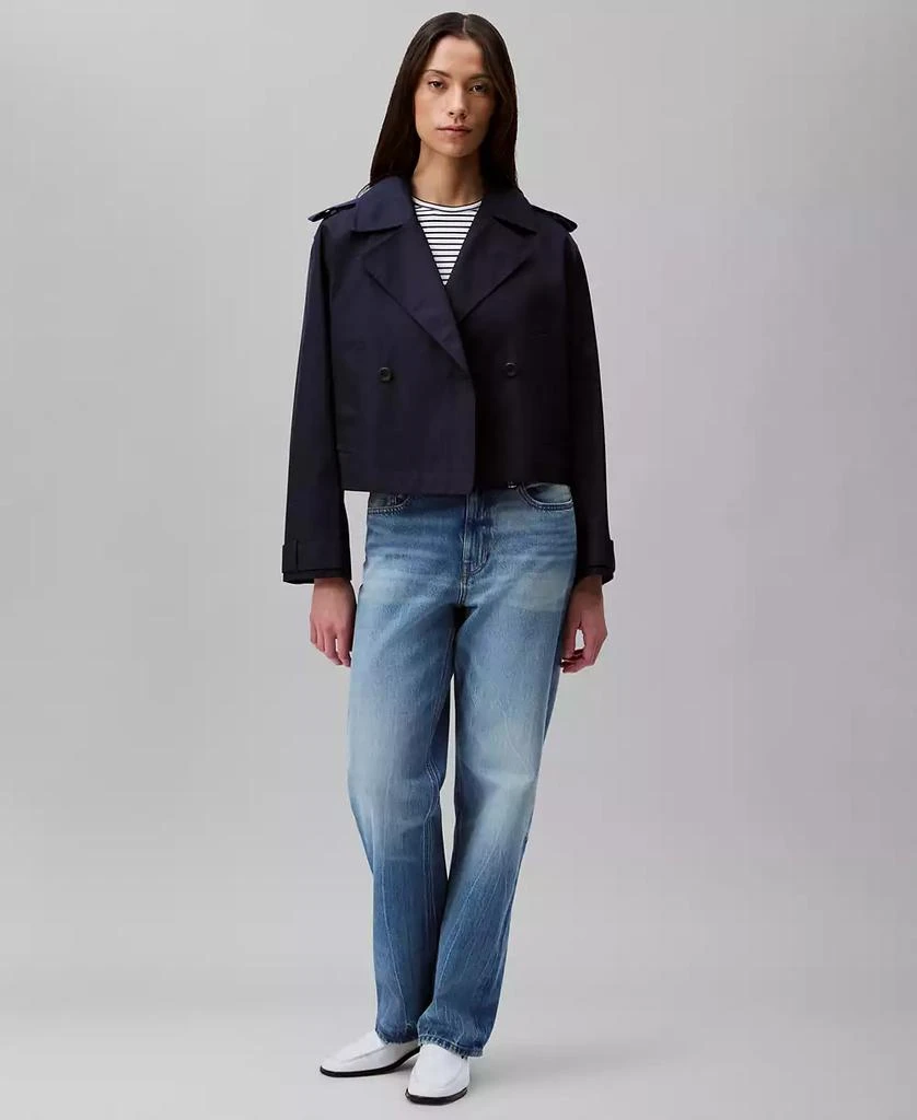 Calvin Klein Women's Cropped Double-Breasted Trench Coat 3