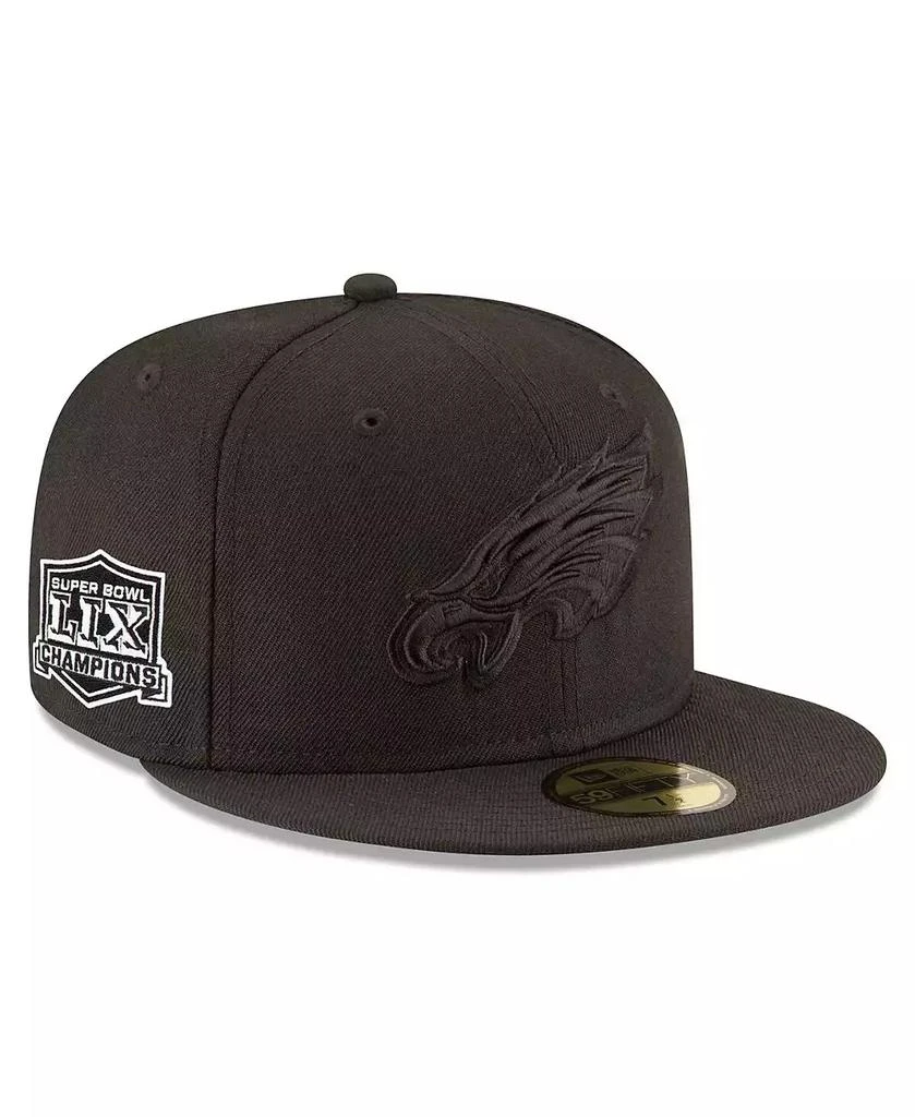 New Era Men's Black Philadelphia Eagles Super Bowl LIX Champions Tonal Side Patch 59FIFTY Fitted Hat 1