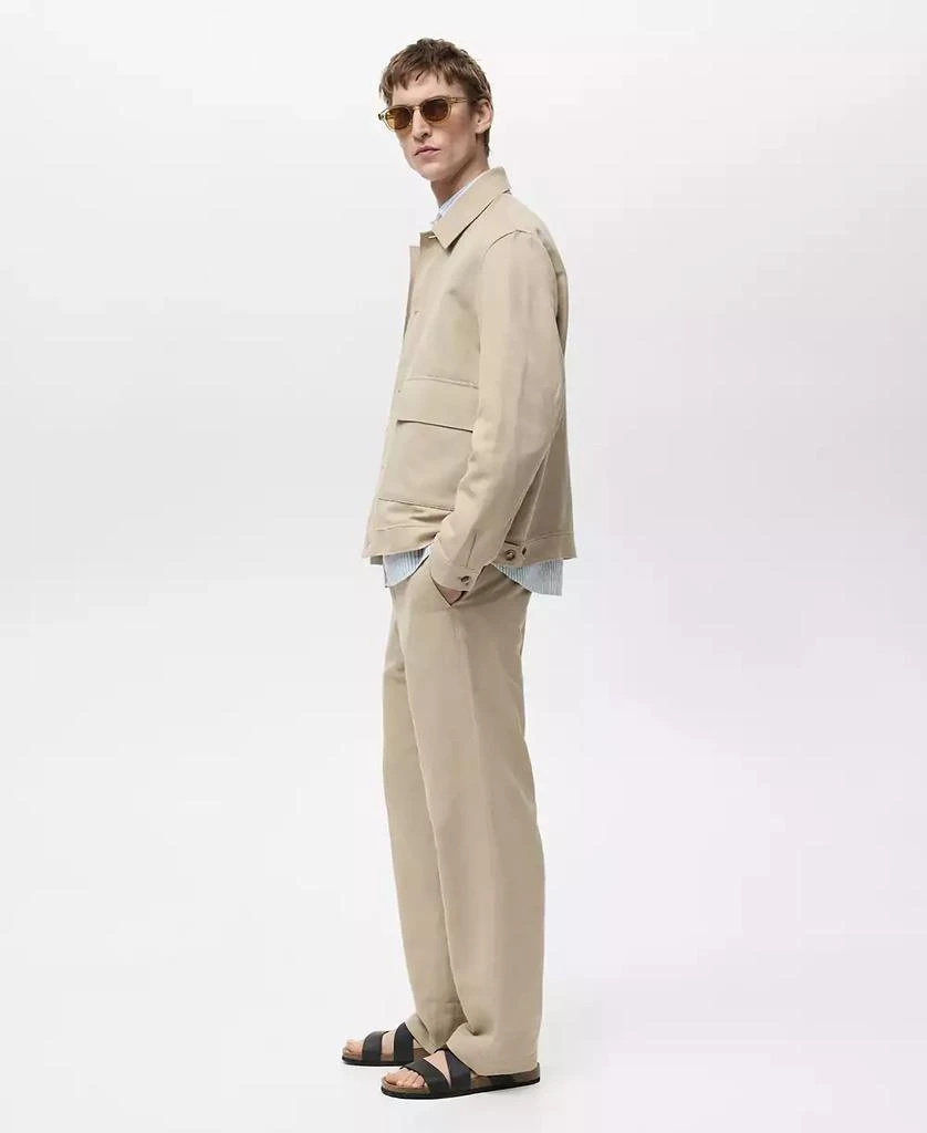 Mango Men's EU Regular-Fit Linen Pants 5