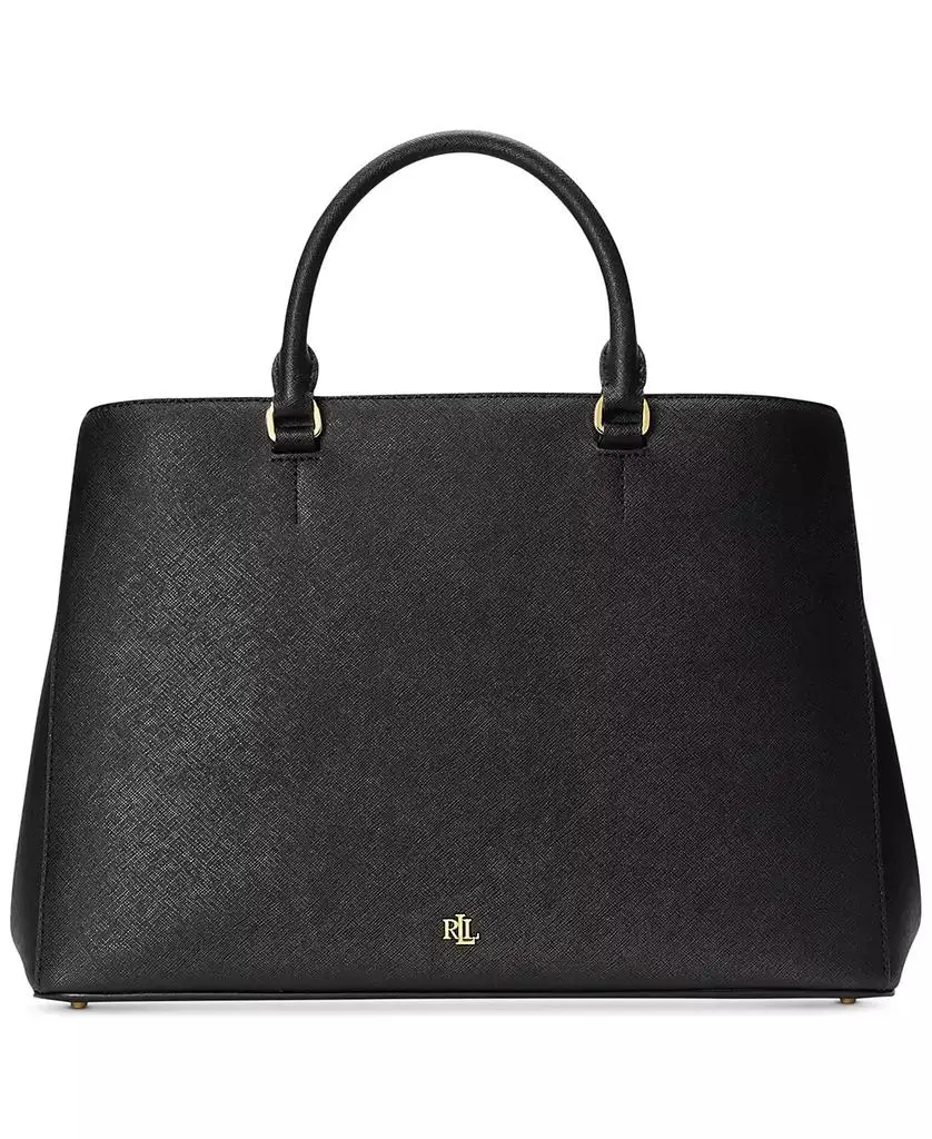 Ralph Lauren Hanna Large Crosshatch Leather Satchel Bag