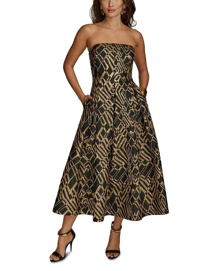 Donna Karan Jacquard Strapless Fit and Flare Dress