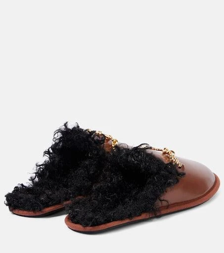 Stella McCartney Ryder teddy-trimmed faux leather mules 2