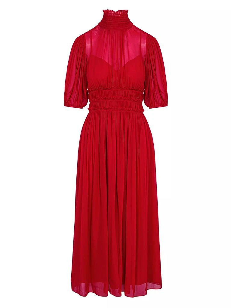 Rebecca Taylor Chiffon Smocked-Waist Dress 1