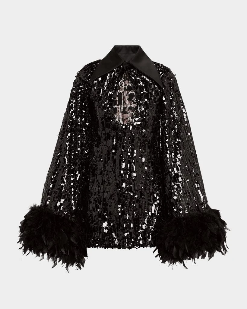 BRONX AND BANCO Farah Cutout Feather-Trim Sequin Mini Dress 1