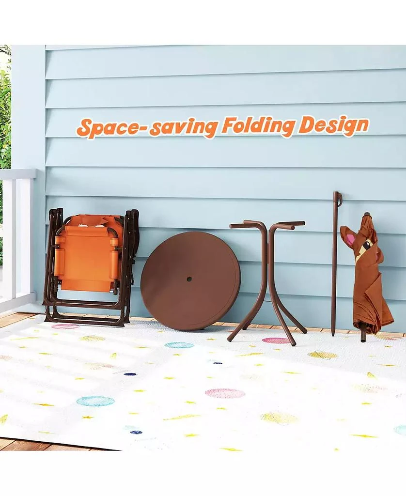 Costway Kids Picnic Table & Chair Set with 2 Folding Chairs & Height Adjustable Umbrella 6