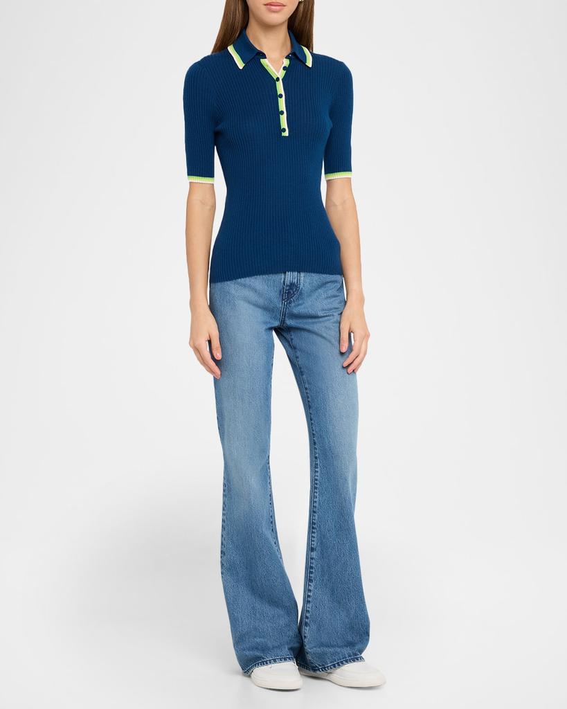 Gabriela Hearst Perro Rib Short-Sleeve Polo Shirt
