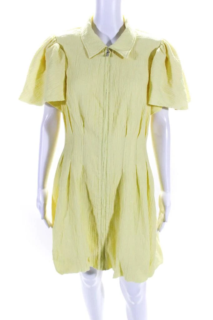 Jonathan Simkhai Jonathan Simkhai Womens Puffy Sleeves Full Zipper Dress Yellow 1