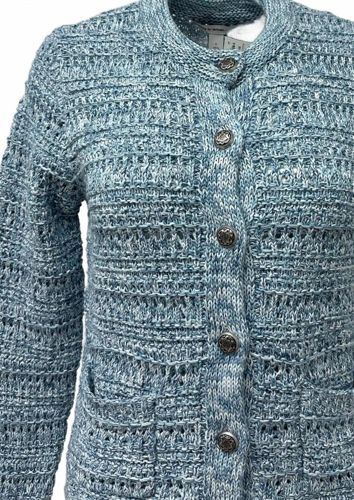 Autumn Cashmere Texture Stitch Jacket In Blue Combo