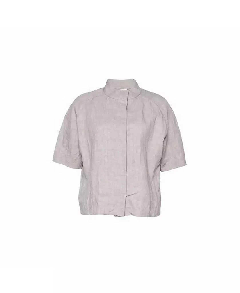 Pre-Owned Marni Women
s Beige Linen Press Button Short Sleeve Top