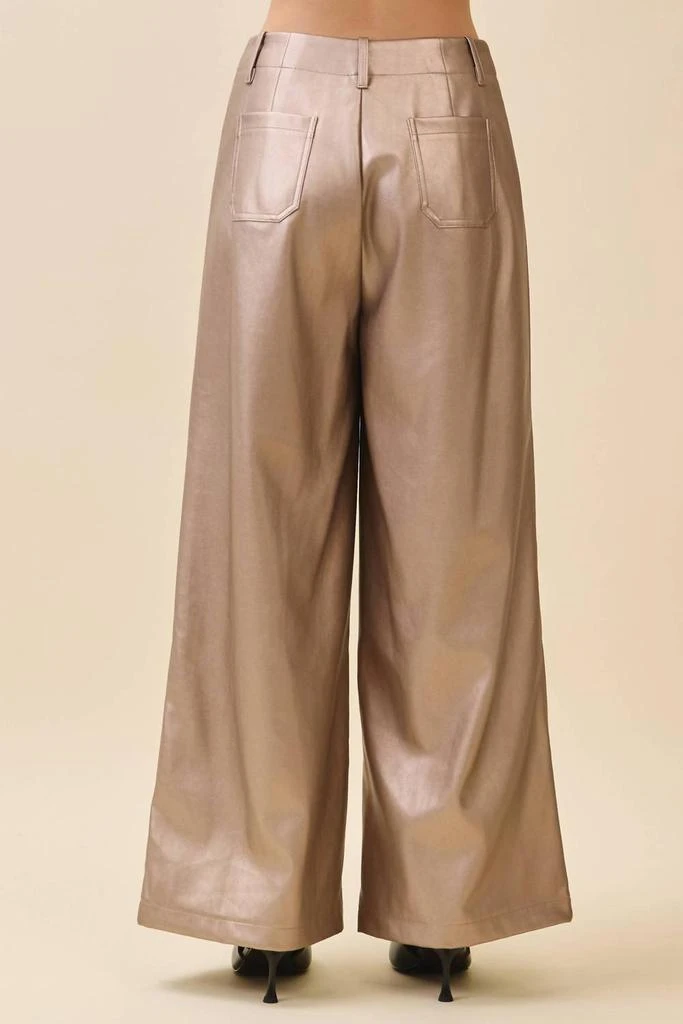 GeeGee X Lovelo Geegee X Lovelo - Metallic Wide-Leg Faux Leather Pants 6
