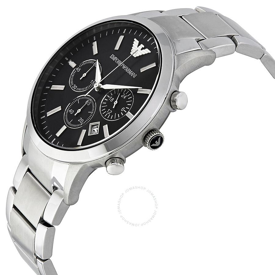 Emporio Armani Classic Chronograph Black Dial Steel Men's Watch AR2434