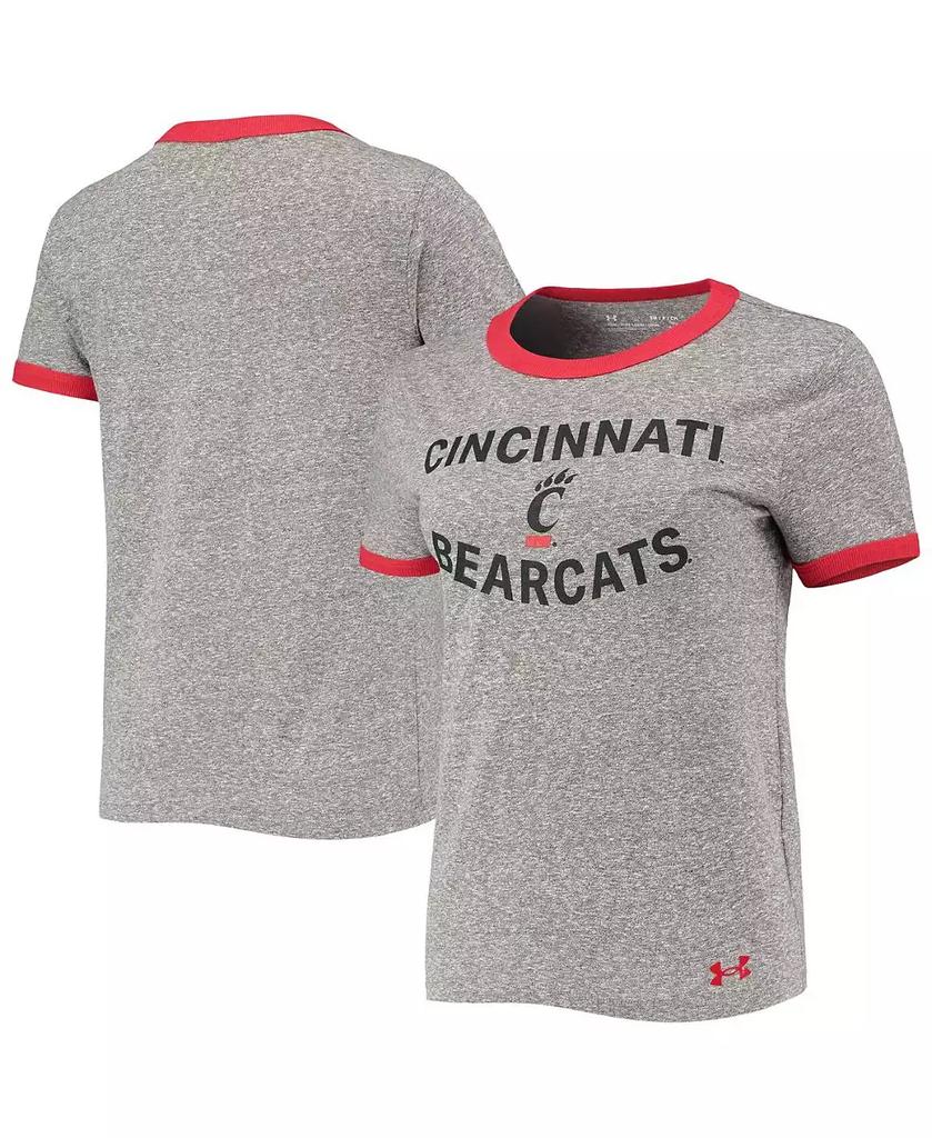 Under Armour Women's Heathered Gray Cincinnati Bearcats Siro Slub Tri-Blend Ringer T-shirt