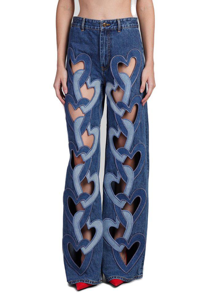 AREA Area Heart Cut-Out Mid-Rise Jeans