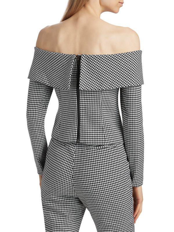 Alice by Temperley Stila Houndstooth Off-Shoulder Top