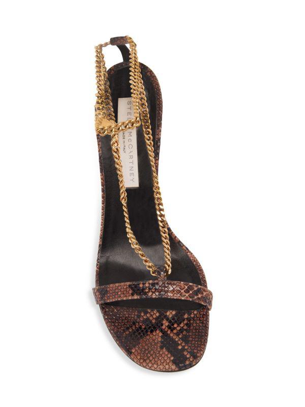 Stella McCartney Stella 100MM Croc-Print Logo Charm Sandals