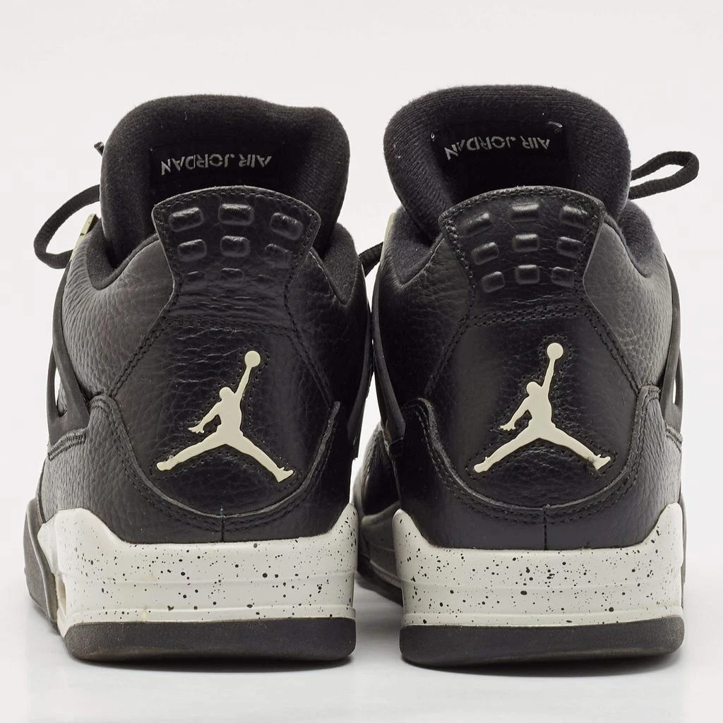 Jordan Air Jordans Black/Grey Leather Jordan 4 Lace Up Sneakers Size 44.5 5