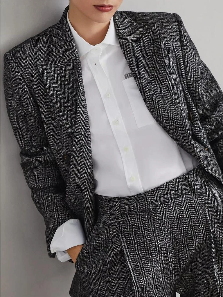 Brunello Cucinelli Brushed Techno Wool Chevron Blazer 5