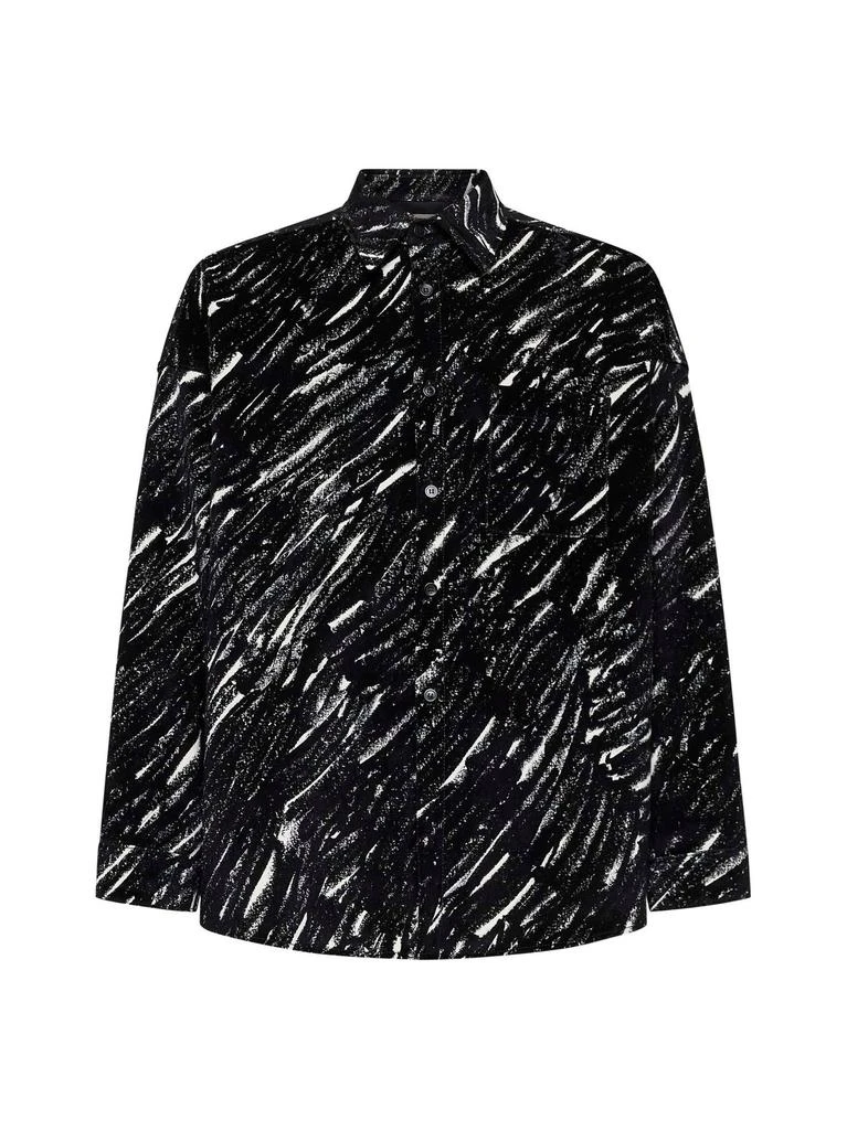 Marni Marni Crayon Printed Oversized Flocked Denim Shirt 1