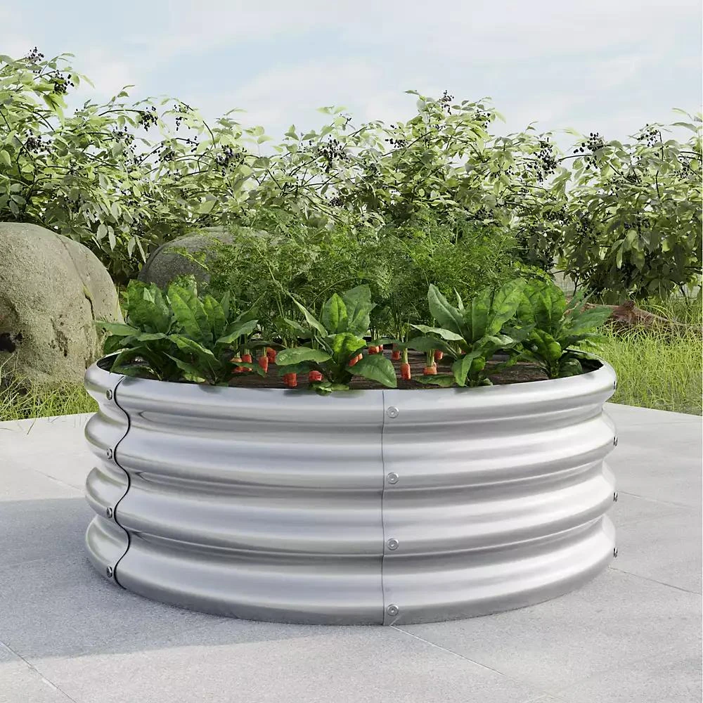 Streamdale Furniture Metal Round Raised Garden Bed for Vegetables and Flowers 8