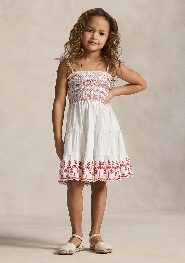 Ralph Lauren Girls 2-6x Smocked Eyelet Cotton Jersey Dress
